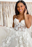 Wedding Gowns Sweetheart Neck Boho 3D Lace Wedding Dresses WD602 - Pgmdress
