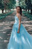 A-line Blue Lace Appliques Long Prom Dress Evening Dress PSK196 - Pgmdress
