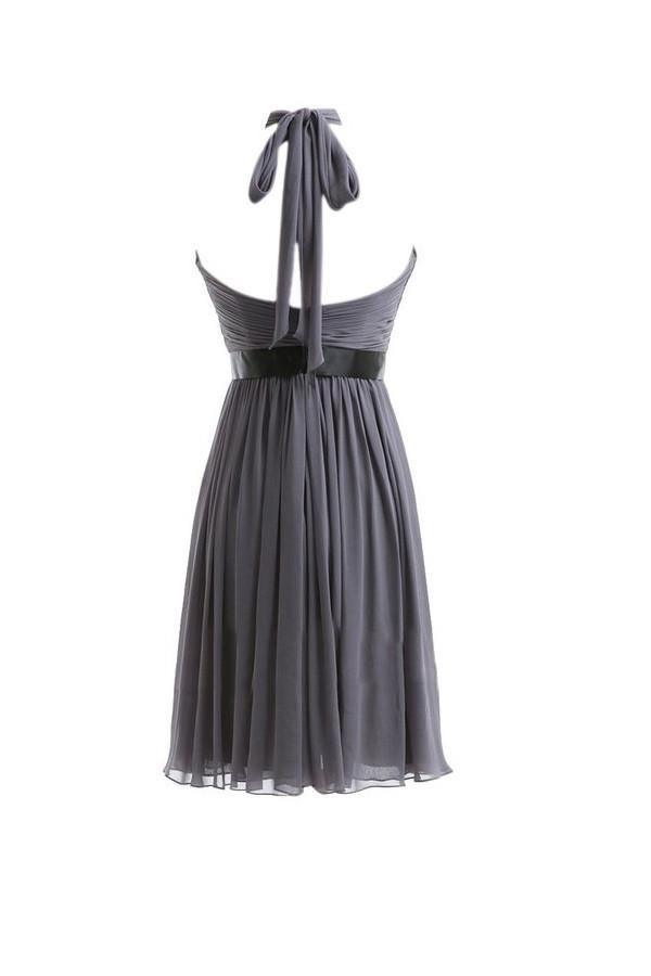 A-line Chiffon Halter Ruched Sash High Low Bridesmaid Dresses BD016 - Pgmdress