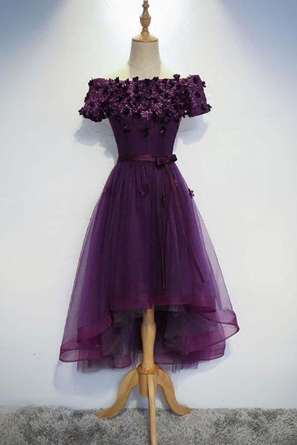 A-line Cute Purple High Low Prom Dress Purple Homecoming dress Pgmdress A-line Cute Purple High Low Prom Dress Purple Homecoming dress Pgmdress