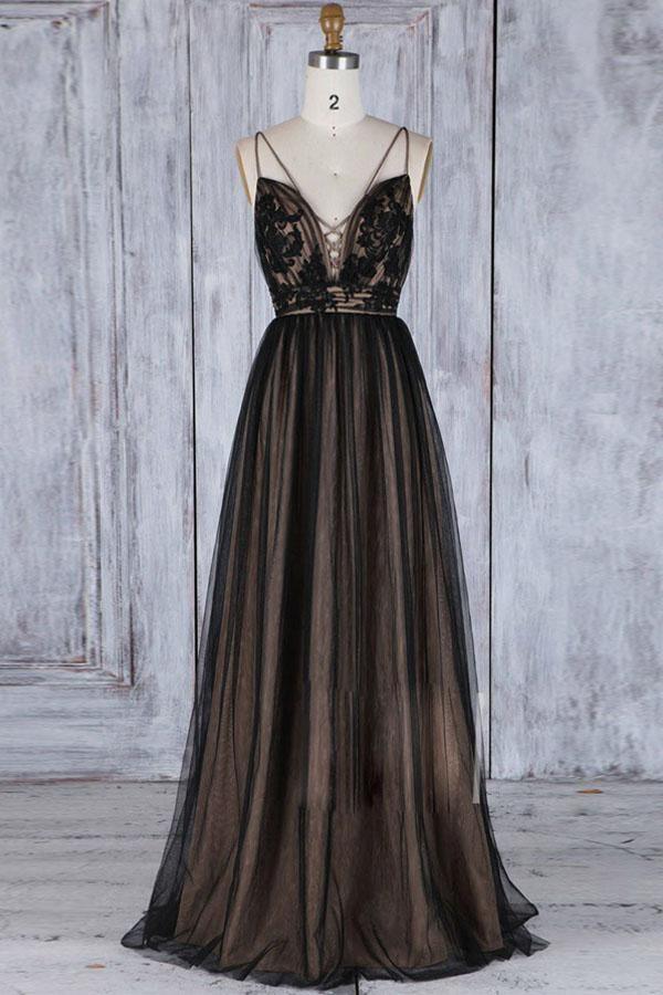 backless tulle prom dress Black Halter Prom Dress,Tulle Prom Ball Gown,Vogue Evening Dress PD00081, US26W / Black main image 0