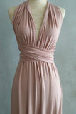 A-line Floor-Length Criss-Cross Straps Blush Spandex Bridesmaid Dress BD043 - Pgmdress