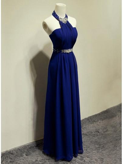 A-line Halter Crystal Floor-Length Evening/Prom Dress PG383 - Pgmdress