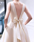 A-line High Low V Neck Short Prom Dress Homecoming Dress PG667 - Pgmdress