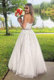A-line High Neck Halter Lace Appliques Long Prom Dress with Beading PM242 - Pgmdress