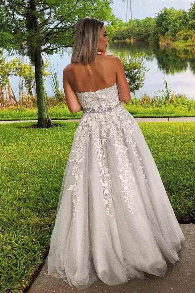 A-line High Neck Halter Lace Appliques Long Prom Dress with Beading PM242 - Pgmdress