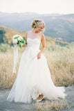 A-ligne Illusion Tulle Vintage Extérieur Ivoire Robe de Mariée WD118