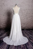 A-line Lace V-Neck Backless Sheath Long Wedding Dress WD058 - Pgmdress