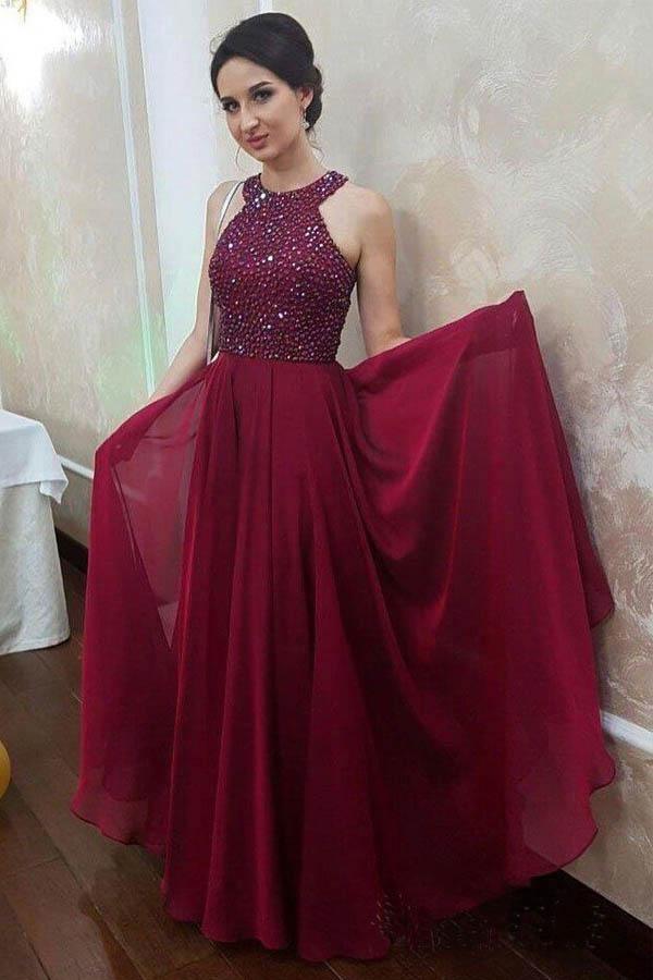 A-line Long Chiffon Formal Evening Halter Beaded Prom Dress PG968 Pgmdress A-line Long Chiffon Formal Evening Halter Beaded Prom Dress PG968 Pgmdress