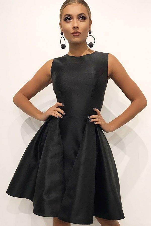 plain black homecoming dress New Arrival Blush Pink Long Sleeves A-line Short Homecoming Dress – Promnova main image 0