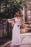 A-line See Through Tulle Long Sleeve Wedding Dresses Pearl WD336 - Pgmdress