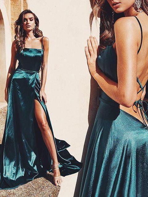 A-line Spaghetti Straps Long Prom Dresses Formal Gowns PSK080-Pgmdress