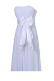 A-line Strapless Floor Length Chiffon White Bridesmaid Dress with Sash BD026 - Pgmdress