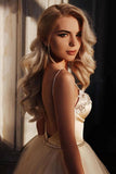 A-line Straps Floor length Beading Wedding Dress Long Prom Dress WD538 - Pgmdress