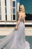 A-Line Sweetheart Spaghetti Straps Lace Appliques Long Prom Dress PSK110 - Pgmdress