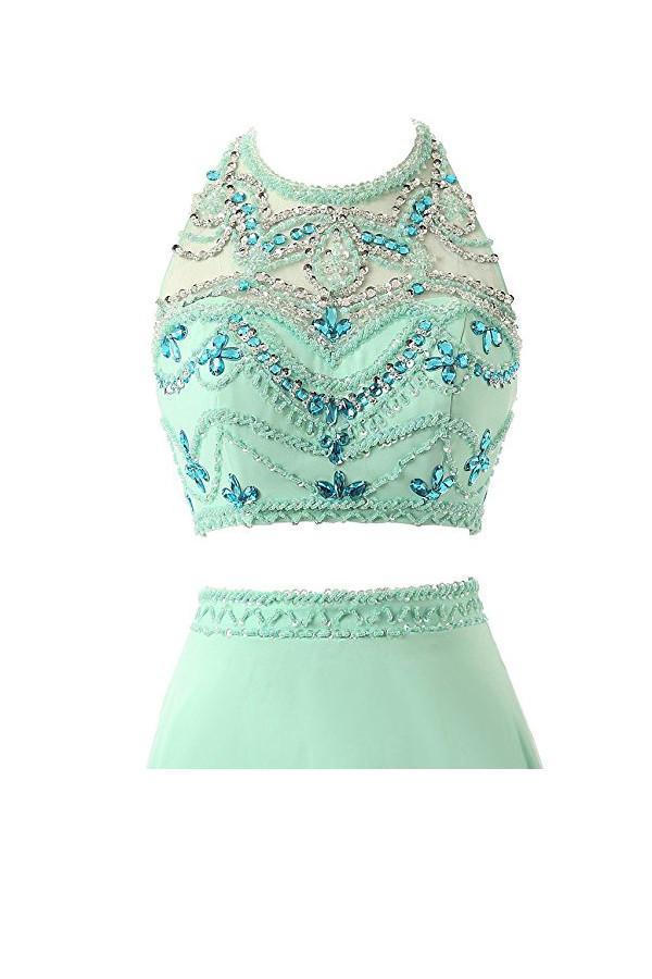 A-line Two Pieces Chiffon Prom Dresses Evening Dresses PG261 - Pgmdress