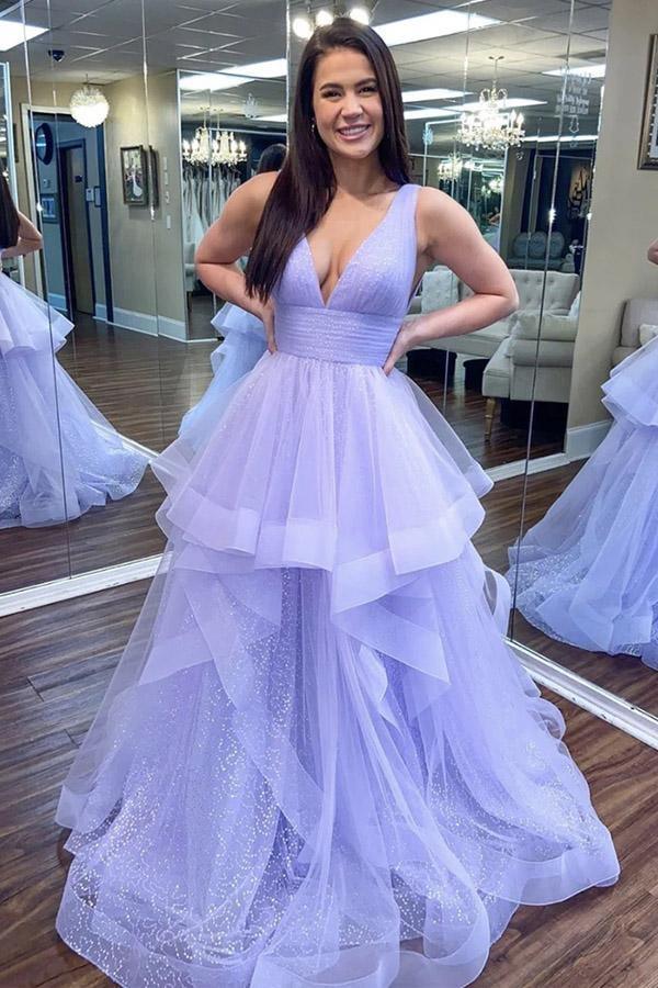 A Line V Neck Floor Length Black Prom/Formal Dress With Appliques PSK156 - Pgmdress