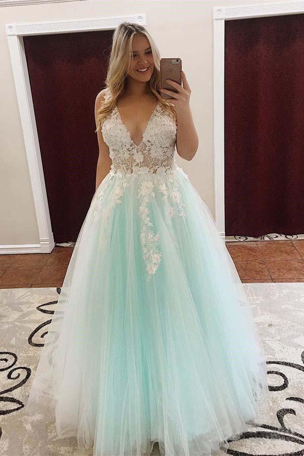 A-line V Neck Pink Prom Dress Evening Dress With Applique PG728 Pgmdress A-line V Neck Pink Prom Dress Evening Dress With Applique PG728 Pgmdress