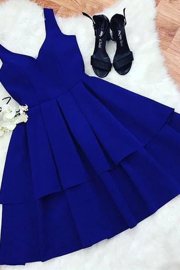 A Line V Neck Short Royal Blue Prom Dresses Homecoming Dresses US14 / Custom Color A Line V Neck Short Royal Blue Prom Dresses Homecoming Dresses US14 / Custom Color