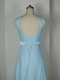 Baby Blue Lace Tank Bridesmaid Dresses For Wedding Party BD012 - Pgmdress