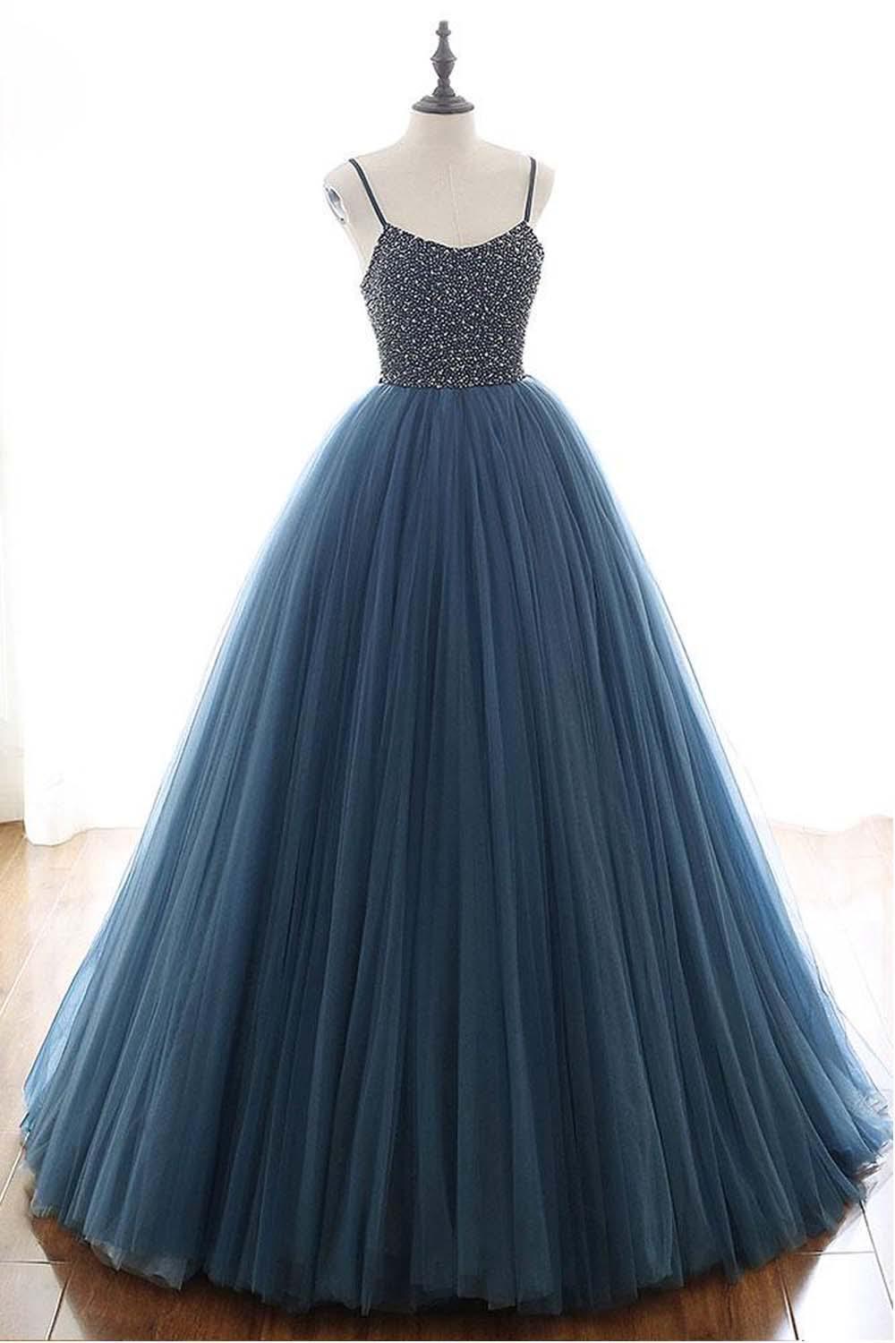 Ball Gown Dark Blue Prom Dress Evening Dress With Beading PSK143 – Pgmdress