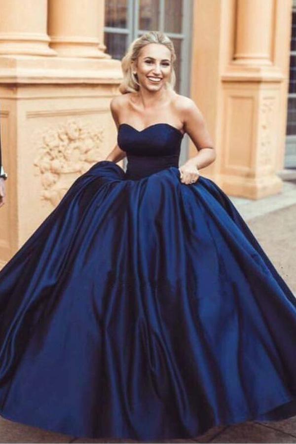 Ball Gown Sweetheart Dark Navy Long Chic Prom Dress PSK189 US2 / Navy blue Ball Gown Sweetheart Dark Navy Long Chic Prom Dress PSK189 US2 / Navy blue