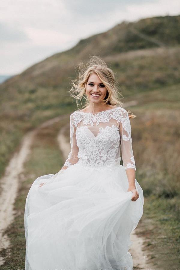 Boho Wedding Dress Low Open Back Separates Wedding Dress WD499 US8 / White Boho Wedding Dress Low Open Back Separates Wedding Dress WD499 US8 / White