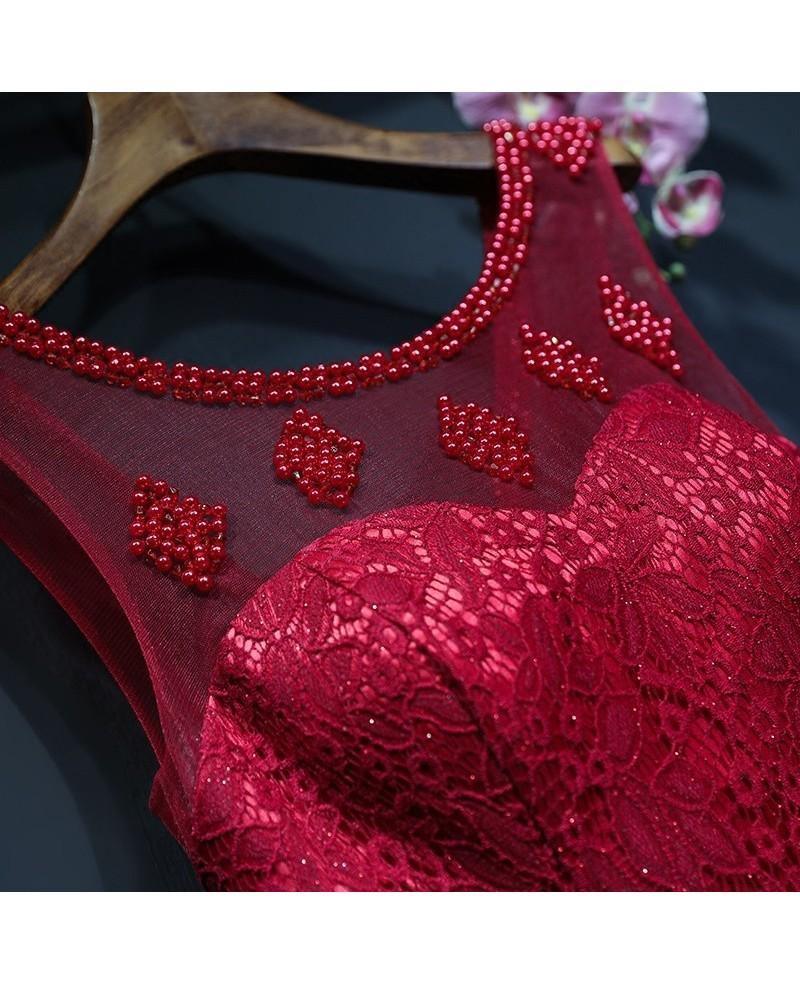 Burgundy Long Prom Mermaid Formal Dress With Lace Sleeveless PG690 - Pgmdress