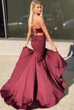 Burgundy Mermaid Prom/Formal Dress with Corset Back PSK160 - Pgmdress