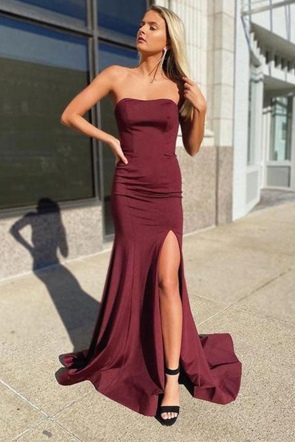 Mermaid Burgundy Prom Dress with Corset Back PSK160 – Pgmdress