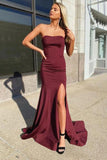 Mermaid Burgundy Prom Dress with Corset Back PSK160