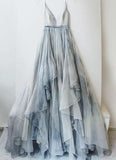 Charming Straps Simple V Neck Tulle Prom Dresses Evening Dresses PG467 - Pgmdress