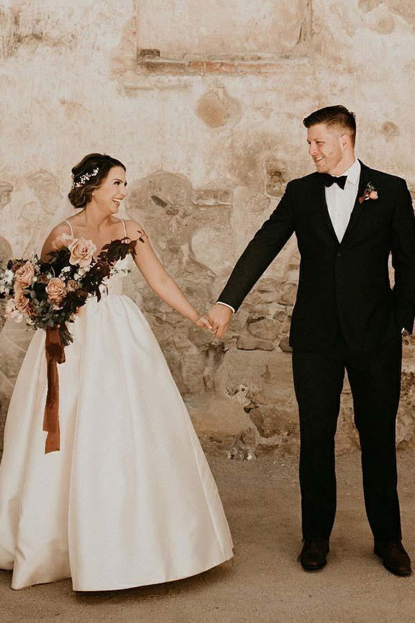 A-Line Straps Floor Length Sleeveless Ivory Wedding Dress  WD308- Pgmdress