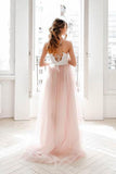 Light Pink Wedding Dresses Spaghetti Strap Tulle Beach Wedding Dress WD338- Pgmdress