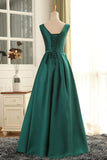 Scoop Dark Green Satin Long Prom Dress/Evening Dress PSK025 - Pgmdress