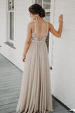 Chic Spaghetti Straps Low Back A Line Long Evening Dress PSK083 - Pgmdress