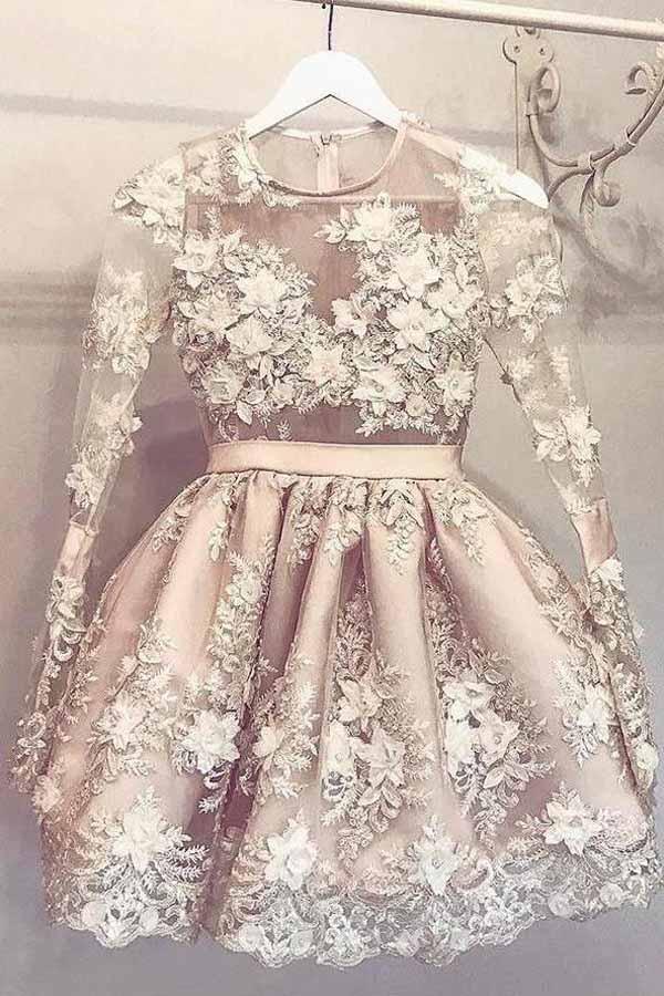 Cute Long Sleeve Homecoming Dress Short Prom Dress Party Dress PD362 - Pgmdress