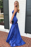 Cute Mermaid Blue Satin Simple Prom Dress Formal Dress PSK222 - Pgmdress