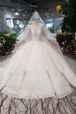Elegantes, halblanges Ballkleid-Hochzeitskleid mit Spitzenschicht WD380