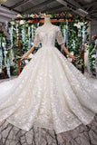 Elegantes, halblanges Ballkleid-Hochzeitskleid mit Spitze und Herzausschnitt WD379