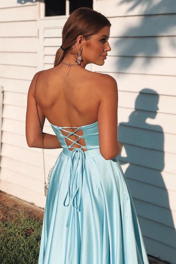 Elegant Sweetheart Lace-Up Back A-Line Ice Blue Prom/Formal Dress PSK121 - Pgmdress