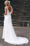 Elegant V-neck Chiffon Ruffles Sleeveless Wedding Dress Bridal Gowns WD142 - Pgmdress