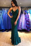 Fashion Lace Lace-up Mermaid Green Long Prom Dress PSK034
