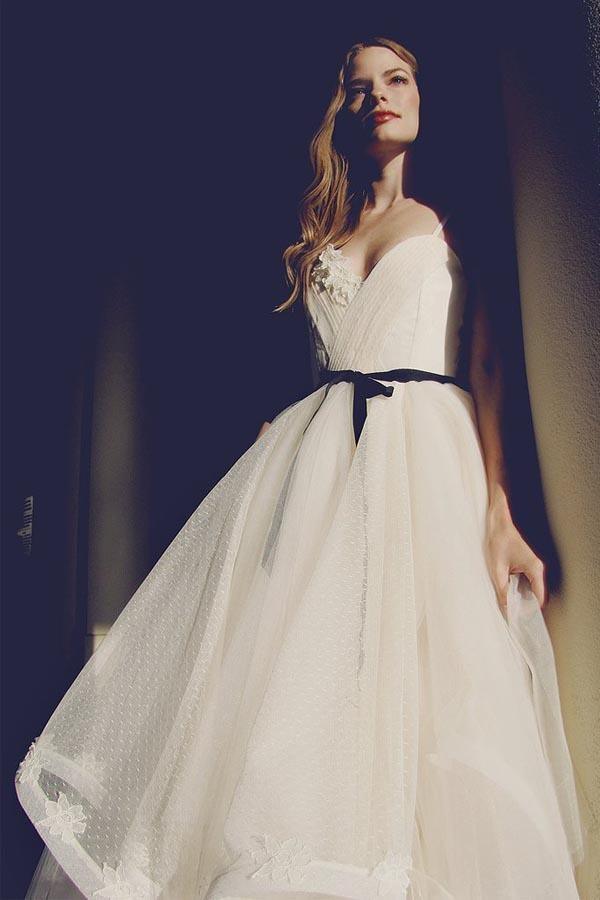 Glamorous Straps Ball Gowns Ivory Backless Tulle Wedding Dresses WD124 - Pgmdress
