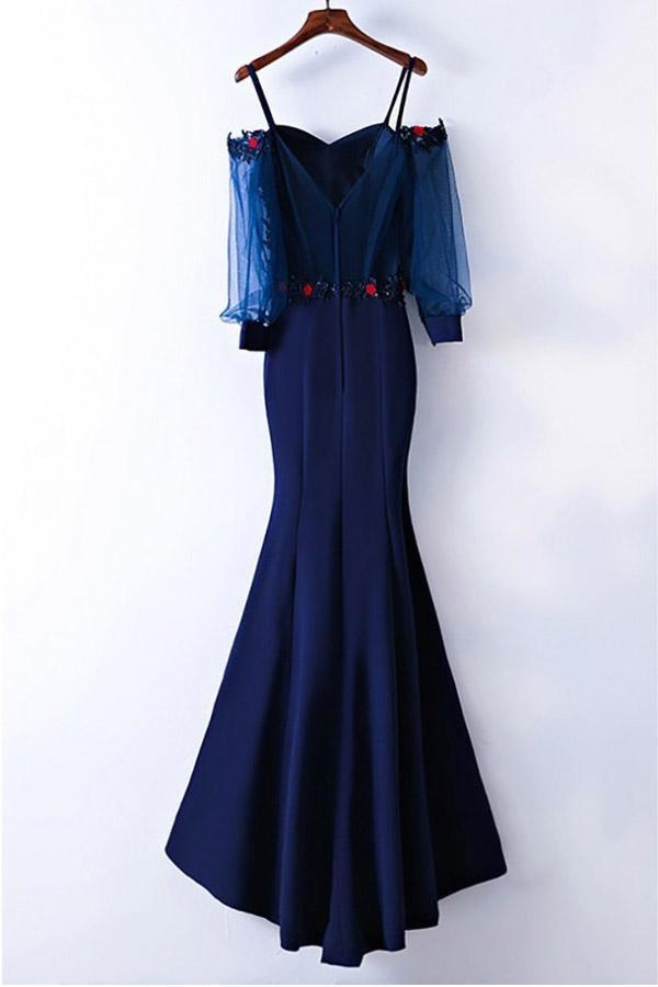 Gorgeous Mermaid Straps Long Sleeves Prom Dress With Applique PG633 - Pgmdress