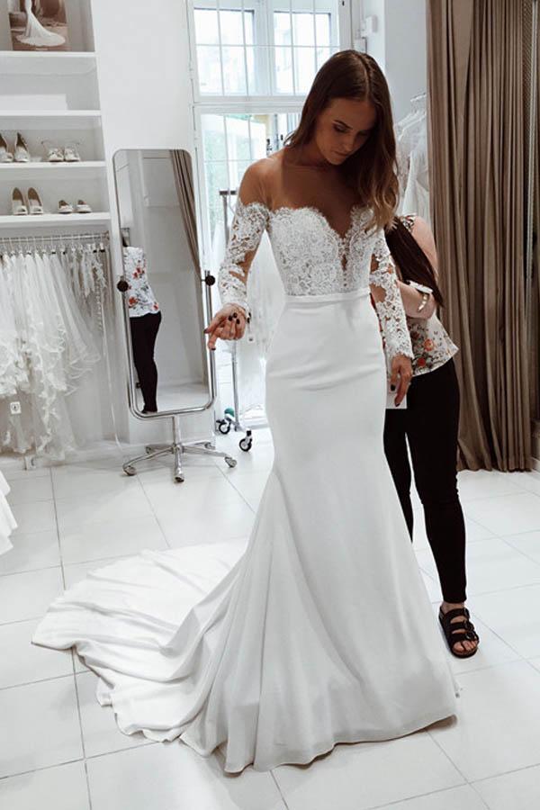 mermaid dress definition Gorgeous Scoop White Mermaid Long Wedding Dress US14 / Custom Color