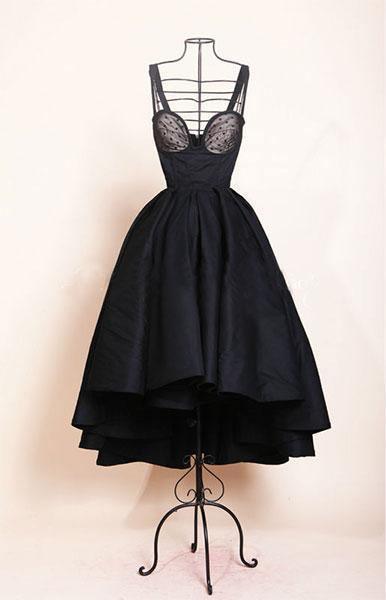 High Low Black Dress Vintage Homecoming Dresses Short Prom Dress PD387 - Pgmdress