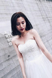 High Low Sweet Heart Tulle Beading Wedding Dresses With Court Train WD085 - Pgmdress