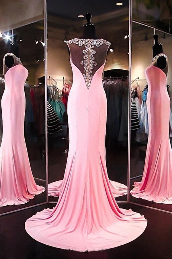 High Quality A-line Mermaid Satin Pink Long Prom Dress Evening Dress PG297 - Pgmdress