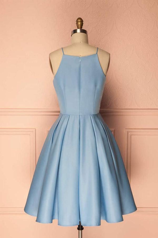 Homecoming Dress Blue Halter Sleeveless Short Prom Dress Party Dress PD369 - Pgmdress